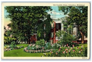 1941 Old Franklin Home Exterior Garden Columbus Mississippi MS Vintage Postcard