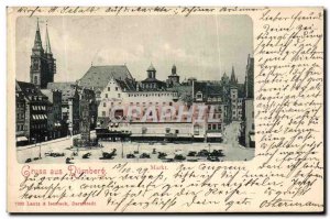 Old Postcard Gruss aus Nurnberg Markt