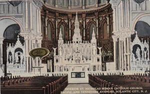 New Jersey Atlantic City St Nicholas Roman Catholic Church Interior Curteich