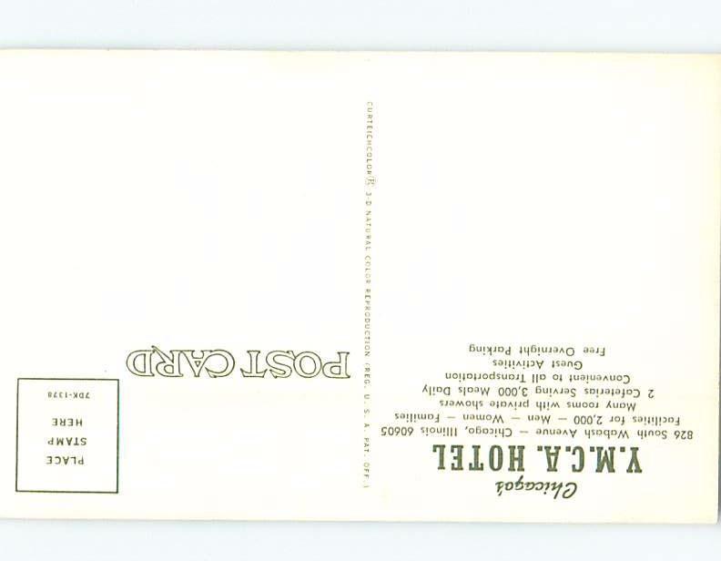 Unused Pre-1980 STREET MAP ON POSTCARD TO YMCA HOTEL Chicago Illinois IL F6971