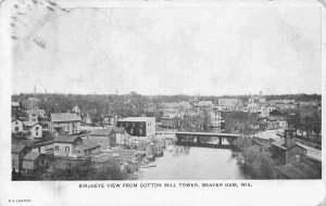 Panorama from Mill Tower Beaver Dam Wisconsin 1908 postcard