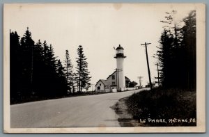 Postcard RPPC c1945 Matane Quebec Phare de Matane Lighthouse Saint Laurent River