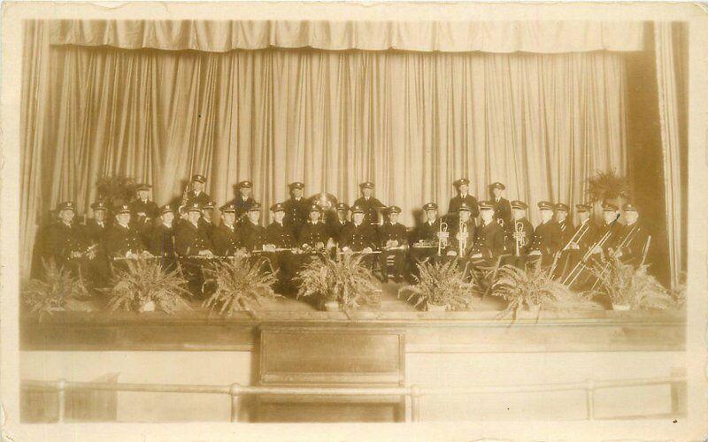 Brass Instruments 1920s Military band uniforms RPPC Photo Postcard 1081