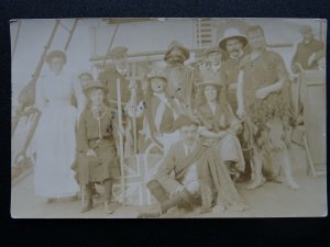 Group Portrait Aboard Ship FANCY DRESS inc BRITANNIA 1920s RP Postcard