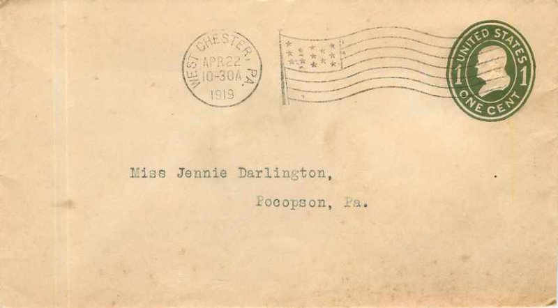 Letter Covers USA 1c for West Chester Pa Pcopson