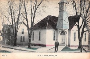 J61/ Brocton Illinois Postcard c1910 M.E. Church Building  114