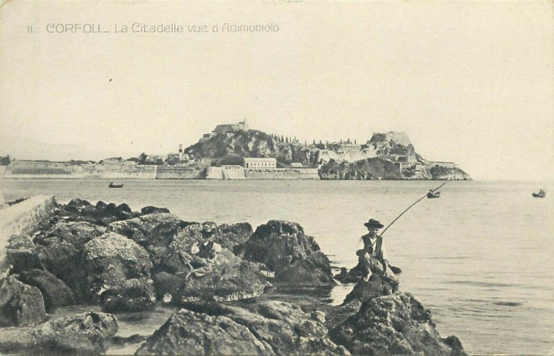 Greece Corfu citadel vintage postcard 