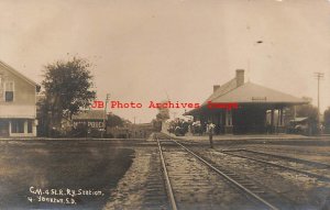 Depot, South Dakota, Yankton, RPPC, Chicago Milwaukee & St Paul Railroad Station