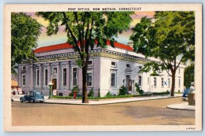 New Britain Connecticut Postcard Post Office Building Exterior View Trees c1940