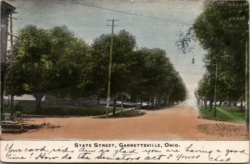 Garrettsville Ohio~State Street Homes~Arch Sign: Granite~Crossroads~1908 PC 