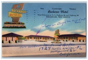 1954 Buckaroo Motel Exterior Roadside Tucumcari New Mexico NM Signage Postcard