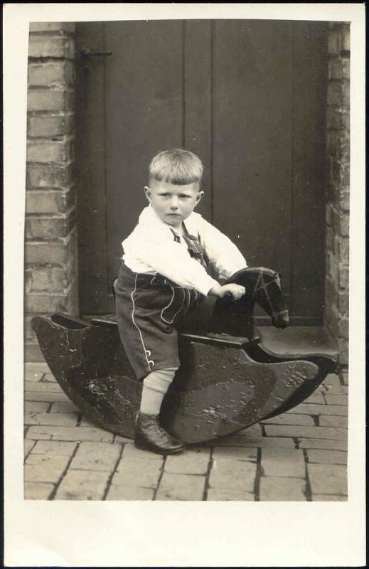 Young Boy on Rocking Horse (1934) RPPC