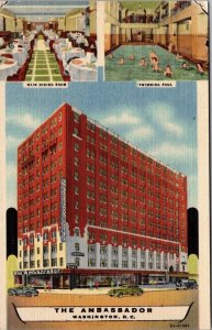 Postcard Washington DC The Ambassador Hotel Linen 1930s K11