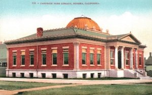 Vintage Postcard Carnegie Free Library Eureka, California K4
