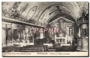 Old Postcard Interior Pontmain of & # 39Eglise Parish