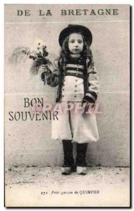 Old Postcard From The Good Britain Remembrance Little boy Quimper