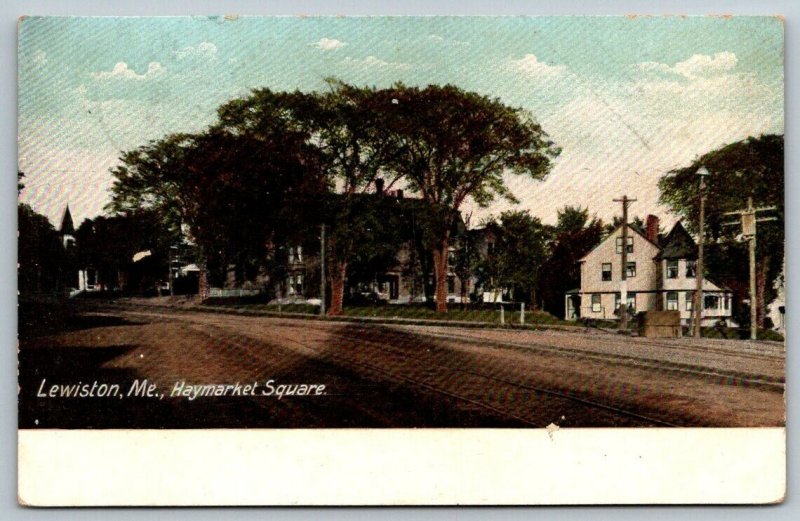 Haymarket Square  Lewiston  Maine   Postcard  1910