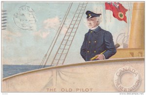 Man at helm of ship; CANADA The New Nation life ring , PU-1908