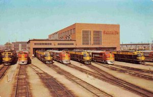 Santa Fe Railroad Train Locomotives Kansas Diesel Shop Argentine KS postcard