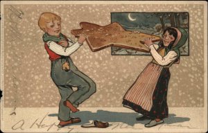 Christmas Giant Cookie Children Meissner & Buch c1905 Postcard