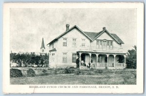 Brandt South Dakota SD Postcard Highland Synod Church Parsonage c1910's Vintage