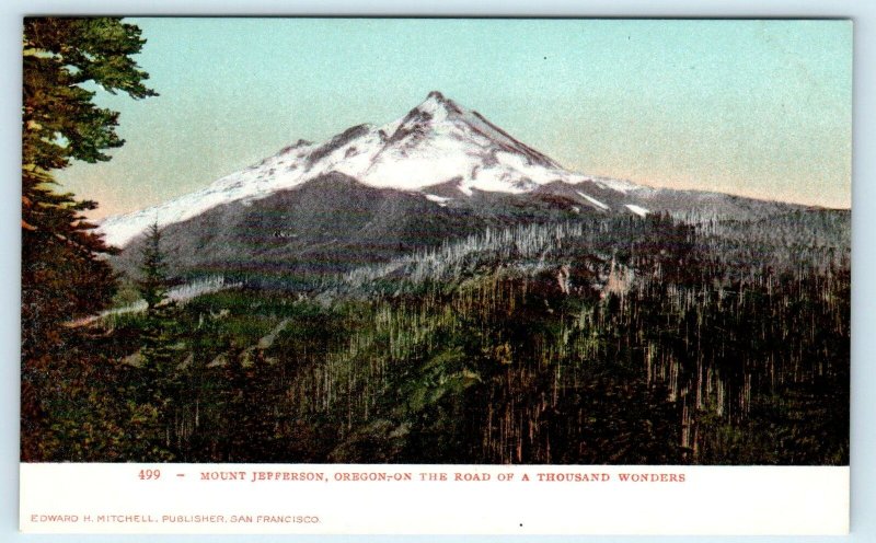 MT JEFFERSON, OR Oregon~View of Snow-covered Mountain  c1900s Mitchell Postcard