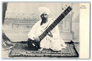 c1940's Long Guitar Hindu Musician British India Antique Unposted Postcard