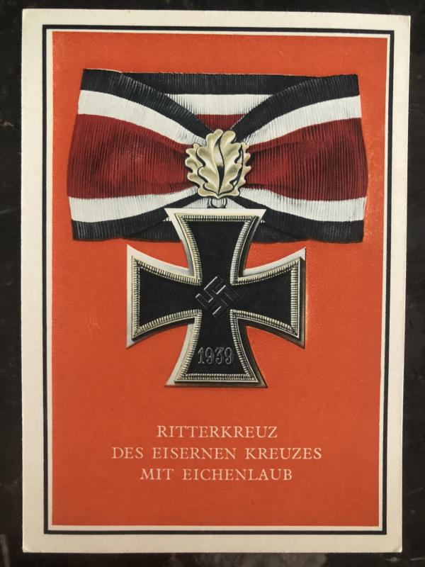 Mint Germany Patriotic Postcard Knight cross Iron cross with oak leaves