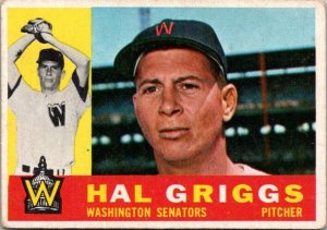 1960 Topps Baseball Card Hal Griggs Washington Senators sk1818