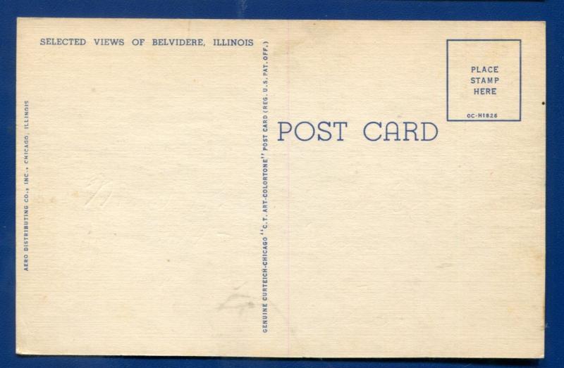 Belvidere Illinois il large letter letters linen postcard