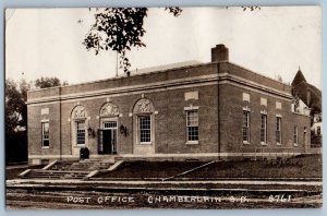 Chamberlain South Dakota SD Postcard RPPC Photo Post Office Building Dirt Road