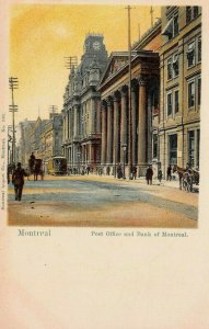 Post Office & Bank of Montreal, Quebec, Canada, Early Postcard, Unused