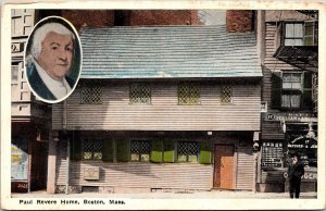 Paul Revere Home Boston Mass Street Italian Residents Postcard  