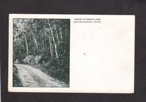 ME Drive Road to Swan Lake near Winterport Maine Postcard UDB Vintage