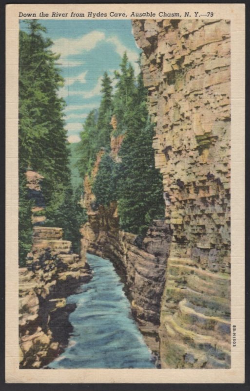 New York AUSABLE CHASM Down the River from Hydes Cave ~ Linen