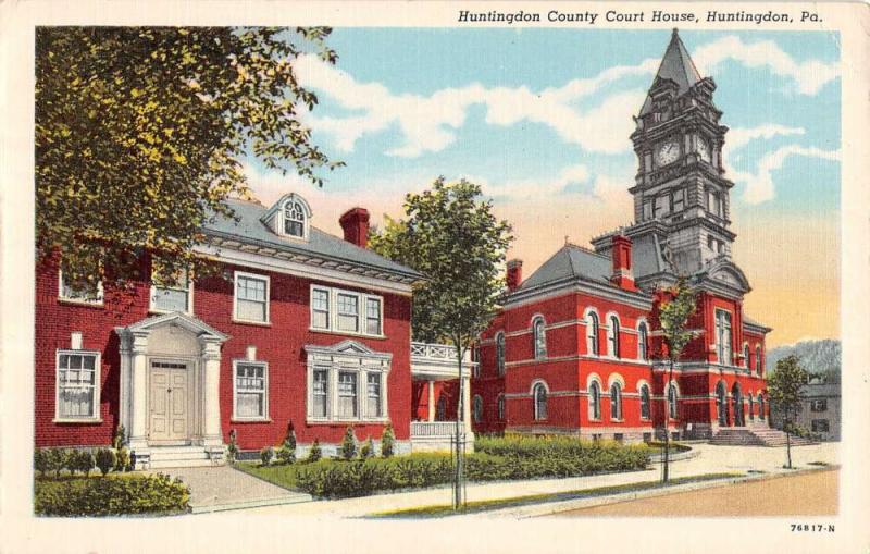 Huntingdon Pennsylvania Court House Street View Antique Postcard K39607