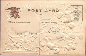 c1908 VALENTINE CUPID CHERIBIM HEARTS HEAVILY EMBOSSED POSTCARD 26-221