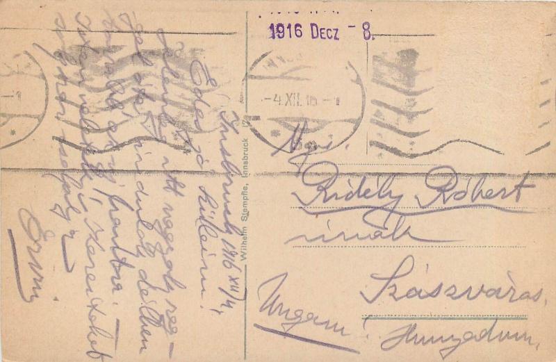 Austria Innsbruck theatre & partial view vintage postcard 1916