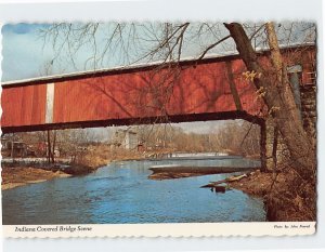 Postcard Indiana Covered Bridge Scene, Mansfield, Indiana