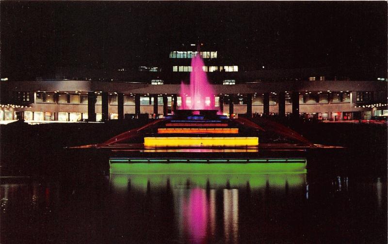 Pittsburgh Pennsylvania~Greater Pittsburgh Airport~Fountain Lit up @ Night~1960s