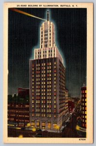 Rand Building By Illumination, Buffalo New York, Vintage Linen Postcard, NOS
