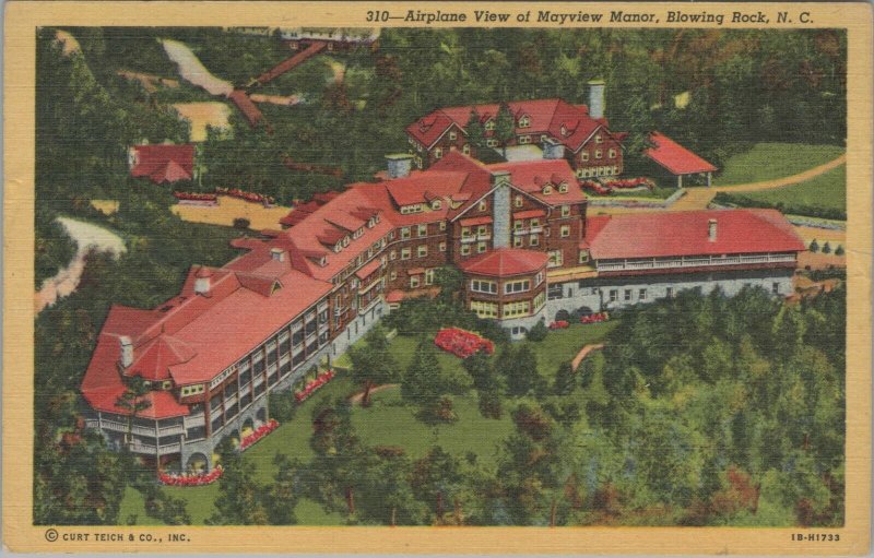 1941 Mayview Manor Blowing Rock North Carolina birds eye view aerial linen E900 