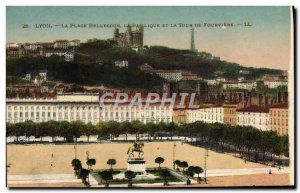 Old Postcard Lyon Bellecour Beach Basilica And The Tower Of Fourviere