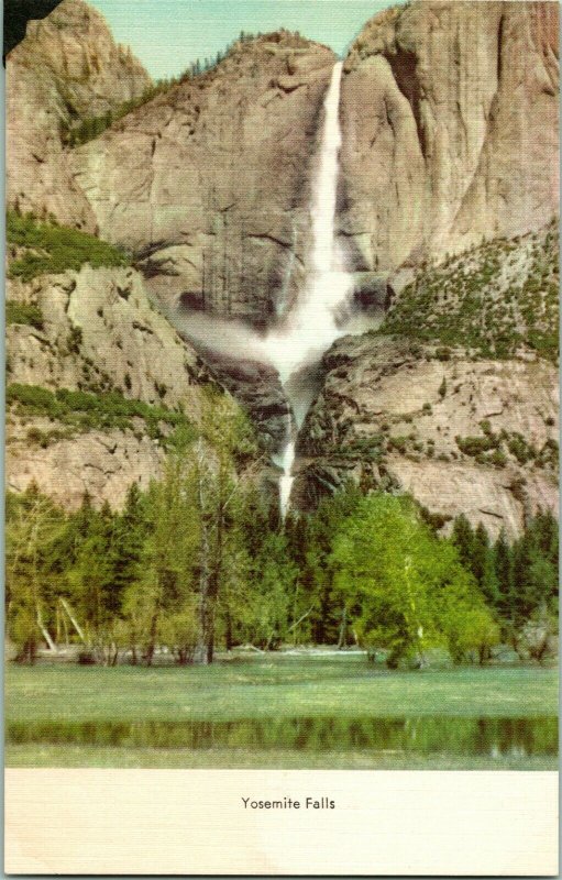 Vtg Postcard 1940s Linen Postcard Yosemite Falls National Park CA Unused
