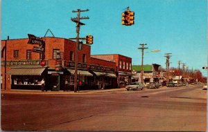 Business District, 5th & Lake St., Roscommon MI Vintage Postcard V50