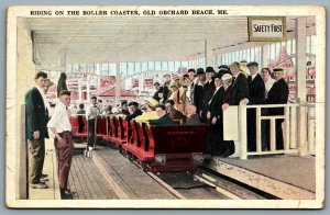 Postcard Old Orchard Beach ME c1910s Riding On THe Roller Coaster Amusement Park