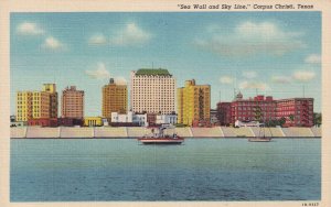 CORPUS CHRISTI, Texas, 1930-1940s; Sea Wall And Sky Line