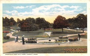 Fountain on Common in Lowell, Massachusetts Fort Hill Park.