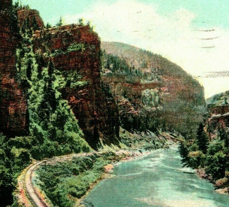 Vtg Postcard 1910 Echo Cliffs Canon of the Grande River CO D & R G RR Railroad