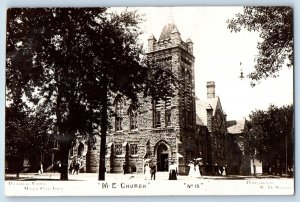 Mason City Iowa IA Postcard RPPC Photo M E Church Street View c1910's Antique